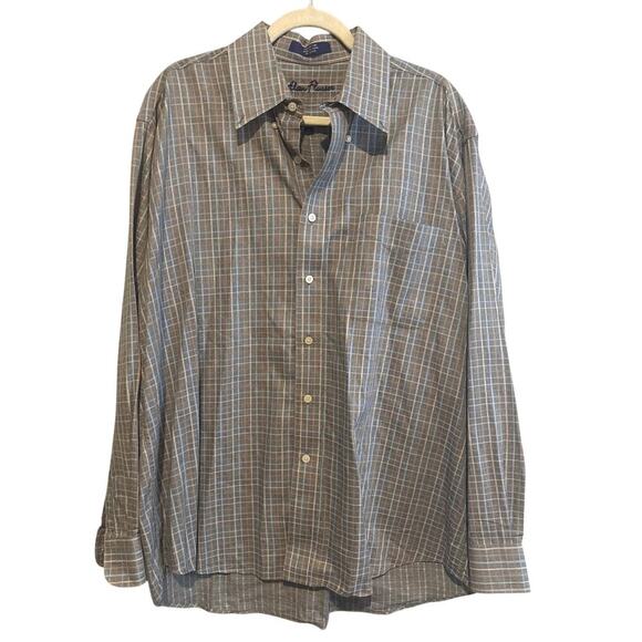 Alan Flusser Long Sleeve Windowpane Button Down Shirt Gray Size XL - Picture 1 of 5